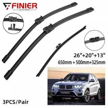 3 шт. щетки стеклоочистителя для BMW X3 F25 2010-2017 26 20 13 подходят для переднего лобового стекла, щетки для окон, резак, аксессуары 2010 2013 2014 2015 2016 2017