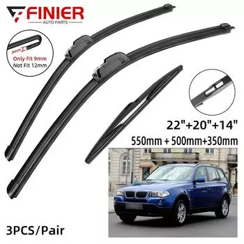 3 шт. щетки стеклоочистителя для BMW X3 E83 2003-2010 22 20 14 подходят для переднего лобового стекла, щетки для окон, резак, аксессуары 2004 2005 2006 2007 2008 2009