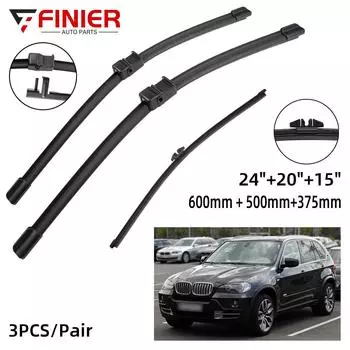 3 шт. щетки стеклоочистителя для BMW X5 E70 2006-2011 24 20 15 подходят для переднего лобового стекла, щетки для окон, резак, аксессуары 2006 2007 2008 2009 2010 2011
