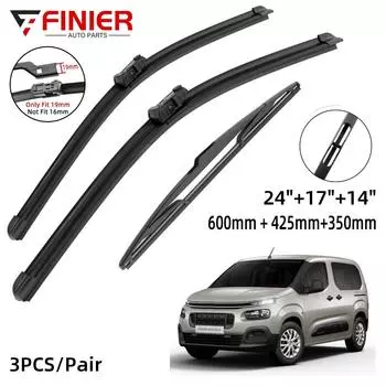 3 шт. щетки стеклоочистителя для Citroen Berlingo K9 2018-2021 24 17 14 подходят для переднего лобового стекла, щетки для окон, резак, аксессуары 2018 2019 2020 2021
