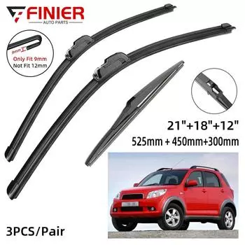 3 шт. щетки стеклоочистителя для Daihatsu Terios MK2 J200 F700 2006-2017 21 18 12 подходят для переднего лобового стекла, щетки для окон, резак, аксессуары