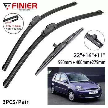 3 шт. щетки стеклоочистителя для Ford Fiesta 5 MK5 хэтчбек 2003-2008 22 16 11 подходят для переднего лобового стекла, щетки для окон, резак, аксессуары 2006 2007