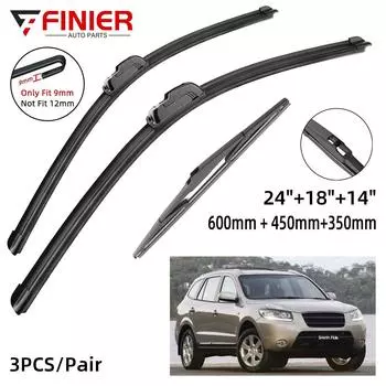 3 шт. щетки стеклоочистителя для Hyundai Santa Fe CM 2006-2012 24 18 14 подходят для переднего лобового стекла, щетки для окон, резак, аксессуары
