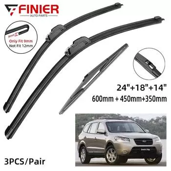 3 шт. щетки стеклоочистителя для Hyundai Santa Fe CM 2006-2012 24 + 18 + 14 подходят для переднего лобового стекла, щетки для окон, резак, аксессуары 2011 2012