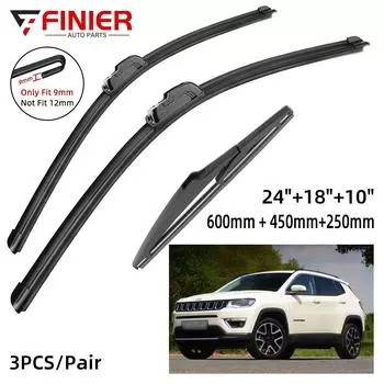 3 шт. щетки стеклоочистителя для Jeep Compass MK2 MP/552 2016-2020 24 18 10 подходят для переднего лобового стекла, щетки для окон, аксессуары для резки