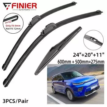3 шт. щетки стеклоочистителя для KIA Soul MK2 EV 2014-2019 24 20 11 подходят для переднего лобового стекла, щетки для окон, резак, аксессуары 2015 2016 2017 2018 2019