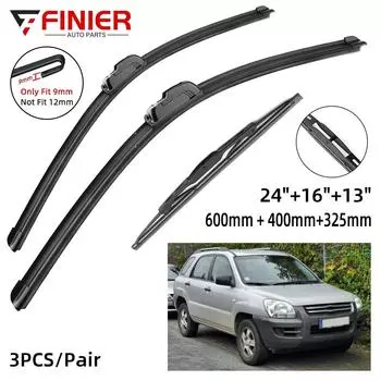 3 шт. щетки стеклоочистителя для KIA Sportage JE KM 2005-2010 24 16 13 подходят для переднего лобового стекла, щетки для окон, резак, аксессуары 2006 2007 2008 2009