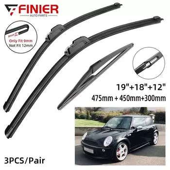 3 шт. щетки стеклоочистителя для MINI Cooper R50 R53 хэтчбек 2004-2006 19 18 12 подходят для переднего лобового стекла, щетки для окон, резак, аксессуары 2005 2006