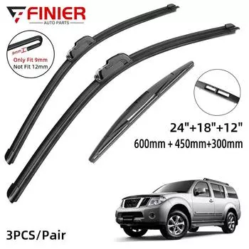3 шт. щетки стеклоочистителя для Nissan Pathfinder R51 2005-2012 24 18 12 подходят для переднего лобового стекла, щетки для окон, резак, аксессуары 2008 2009 2010