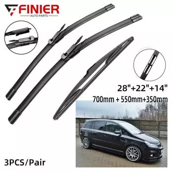 3 шт. щетки стеклоочистителя для Opel Zafira B Mk2 2005-2011 28 22 14 подходят для переднего лобового стекла, щетки для окон, резак, аксессуары 2007 2008 2009 2010