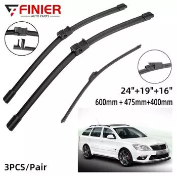 3 шт. щетки стеклоочистителя для SKODA Octavia 2004-2011 24 19 16 подходят для переднего лобового стекла, щетки для окон, резак, аксессуары 2006 2007 2008 2009 2010