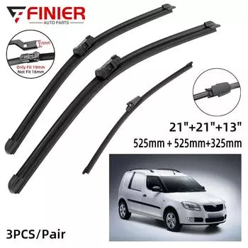 3 шт. щетки стеклоочистителя для Skoda Praktik Roomster 5J7 2006-2013 21 21 13 подходят для переднего лобового стекла, щетки для окон, резак, аксессуары
