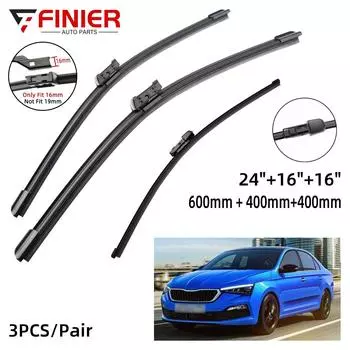 3 шт. щетки стеклоочистителя для SKODA Rapid 2012-2020 24 16 16 подходят для переднего лобового стекла, оконные щетки, резак, аксессуары