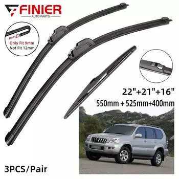 3 шт. щетки стеклоочистителя для TOYOTA Prado 120 J120 2002-2009 22 21 16 подходят для переднего лобового стекла, щетки для окон, резак, аксессуары