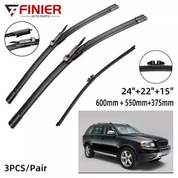 3 шт. щетки стеклоочистителя для Volvo XC90 MK1 2006-2011 24 22 15 подходят для переднего лобового стекла, щетки для окон, резак, аксессуары 2007 2008 2009 2010 2011