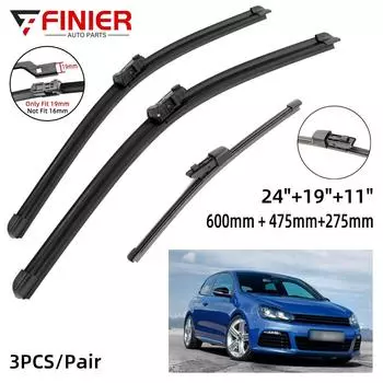 3 шт. щетки стеклоочистителя для VW GOLF 6 хэтчбек 2009-2012 24 19 11 подходят для переднего лобового стекла, щетки для окон, резак, аксессуары 2009 2010 2011 2012