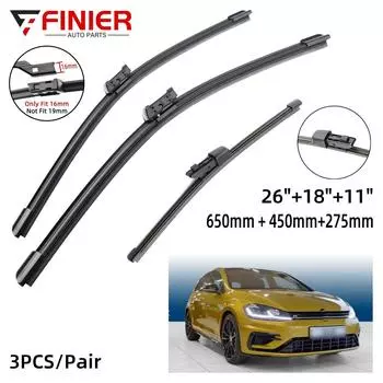 3 шт. щетки стеклоочистителя для VW Golf 7 MK7 хэтчбек 2012-2018 26 18 11 подходят для переднего лобового стекла, щетки для окон, резак, аксессуары