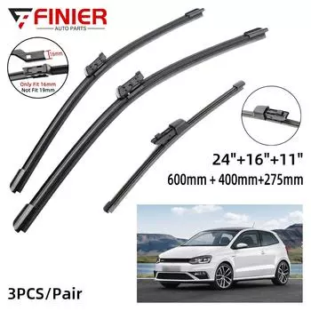 3 шт. щетки стеклоочистителя для VW Polo 6R хэтчбек 2009-2017 24 16 11 подходят для переднего лобового стекла, щетки для окон, резак, аксессуары 2012 2013 2014 2015