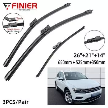 3 шт. щетки стеклоочистителя для VW Tiguan MK2 2017-2020 26 21 14 подходят для переднего лобового стекла, щетки для окон, резак, аксессуары 2017 2018 2019 2020