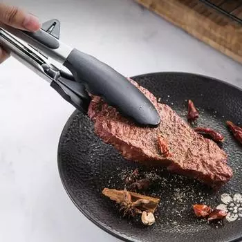 3 шт. щипцы для еды, прочные, удобные, термостойкие кухонные щипцы из нержавеющей стали с силиконовыми насадками для дома зелёный