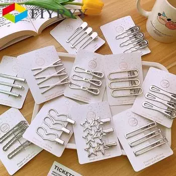 3 шт. серебристые заколки для волос Y2K для женщин и девочек, металлические шпильки, боковые челки, индивидуальные головные уборы, заколки, заколки для волос, аксессуары для волос one size