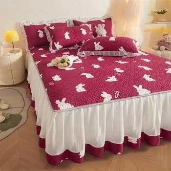 3 шт. сезонная универсальная стеганая юбка-кровать прозрачная марлевая юбка противоскользящее покрывало утолщенный матрас защитное постельное белье 120x200cm bed skirt