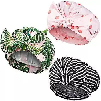 3 шт. шапочки для душа для женщин, водонепроницаемые многоразовые шапочки для душа с эластичным подолом, тюрбаны для душа, шапочки для ванны