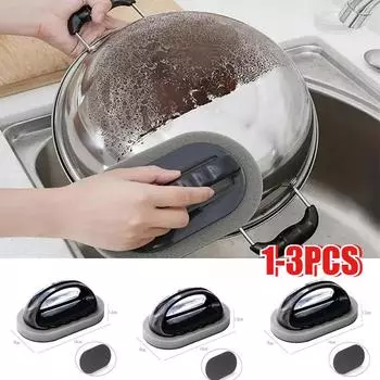 3 шт. Щетка для чистки ножей для удаления накипи, сковородок, кастрюль, кухонных чистящих инструментов, мощная дезактивирующая щетка для ванны, губка, щетка для плитки 1PC