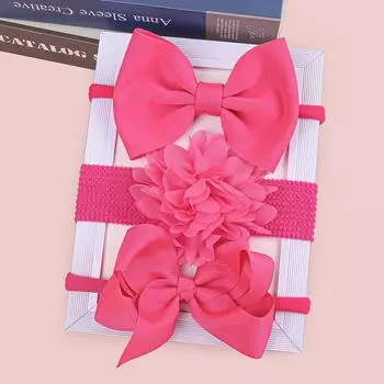 3 шт. Шифоновые повязки на голову с цветами, Детские повязки с бантами для волос, Эластичные мягкие нейлоновые повязки для волос, Детский тюрбан, Детские аксессуары для волос