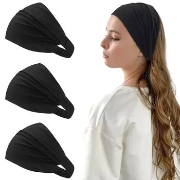 3 шт. Широкие повязки на голову для женщин Бохо Узловые Эластичные резинки для волос Аксессуары для волос для девочек Йога Бег Путешествия Тюрбан Повязка