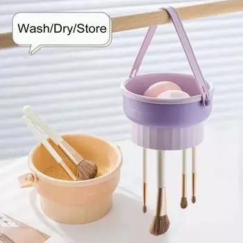 3 шт. силиконовая чаша для чистки кистей для макияжа 3-в-1 набор чистящих подушечек для кистей пуховки спонжи портативный инструмент с 4 режимами чистки подарок для женщин Sets