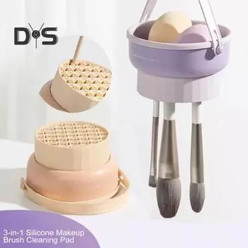 3 шт. силиконовая чаша для чистки кистей для макияжа 3-в-1 набор чистящих подушечек для кистей пуховки спонжи портативный инструмент с 4 режимами чистки подарок для женщин Sets