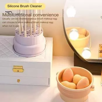 3 шт. силиконовая чаша для чистки кистей для макияжа 3-в-1 набор чистящих подушечек для кистей пуховки спонжи портативный инструмент с 4 режимами чистки подарок для женщин Sets
