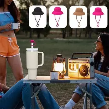 3 шт., силиконовая шляпа, соломенная кепка, милая шляпа, соломенный топпер, многоразовая защитная крышка для соломенных кончиков, аксессуар для кружки, подарок, соломенная кепка 3pcs