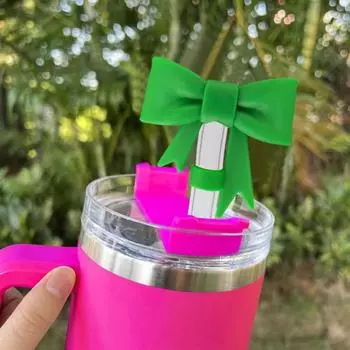 3 шт. силиконовых колпачков для соломинок с бантом для соломинок диаметром 10 мм синий/белый