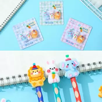 3 шт., силиконовый чехол для карандаша в виде кошачьей лапы, кавайный удлинитель для карандашей, корейские канцелярские принадлежности, подарки для детей, школьные и офисные принадлежности