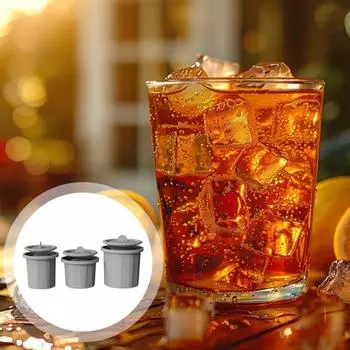 3 шт. силиконовый лоток для льда для стеклянных полых цилиндрических кубиков льда на 20-40 унций, легкосъемная форма для приготовления кубиков льда для коктейлей, виски, напитков, кофе серый