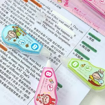 3 шт. Симпатичные корректирующие ленты Labubu Press Type Kawaii с рисунком, сменные стержни, корректирующая лента, канцелярские принадлежности для школьников