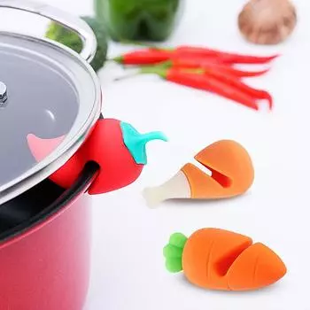 3 шт. Симпатичный силиконовый подъемник для крышки кастрюли, стойка против проливания, держатель для крышки кастрюли, термостойкий, кипяченый, противопереливной стопор, кухонные гаджеты