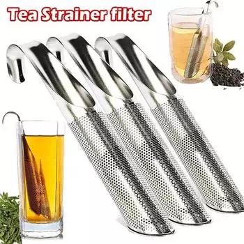 3 шт. ситечко для чая, заварочная трубка из нержавеющей стали, дизайн сенсорного держателя, инструмент, чайная ложка, фильтр для заварки, многоразовые ситечки для чая 1 PC