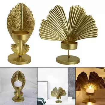 3 шт., скандинавский подсвечник из кованого железа, креативный подсвечник в форме листа, настольный орнамент, отличные подарки для гостиной, спальни, рождественское украшение 1PCS-Maple Leaf золотой