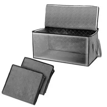 3 шт. складная сумка для хранения одеяла пыленепроницаемая влагонепроницаемая с прозрачным окном на молнии большая вместимость шкаф одеяло подушка для полотенец 3pcs серый