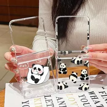 3 шт. складной прозрачный чехол для телефона Xiaomi Mix Flip противоударный мультяшный панда астронавт узорчатый складной ПК жесткий тонкий чехол Xiaomi Mix Flip