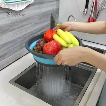 3 шт. складные дуршлаги и сита, не содержащие бисфенол А, корзина для кемпинга, многоразовые кухонные сита для пасты, фруктов, овощей серый