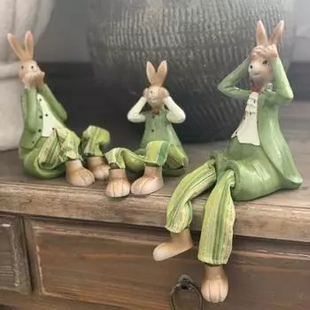 3 шт. скульптура кролика привлекательная декоративная износостойкая современная фиолетовая зеленая фигурка пасхального кролика Декор товары для дома зелёный