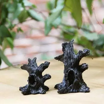 3 шт. смоляные мини-статуэтки из увядших стволов деревьев, черные, имитация растений, микроландшафтный двор S