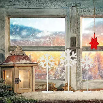 3 шт. снежинки украшения деревянные центральные элементы праздничный декор коллекция зима Style A