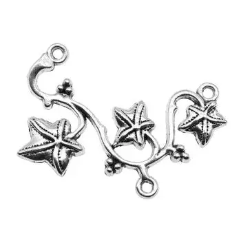 3 шт., соединитель с цветочной веткой, подвески, компоненты ювелирных изделий, аксессуары, античное серебро, цвет цинкового сплава, 48X29 мм