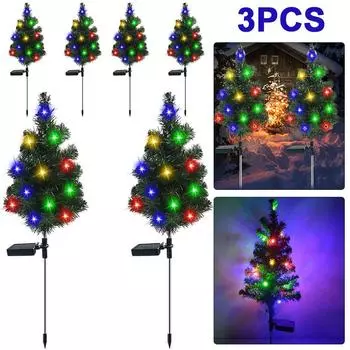 3 шт. Солнечный светодиодный светильник для рождественской елки для улицы и двора (дерево)