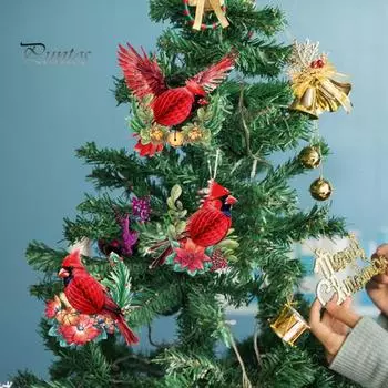 3 шт., сотовая птица, рождественские украшения, яркие цвета, креативная форма, 3D-эффект, подвеска в виде рождественской елки, декор для вечеринки красный